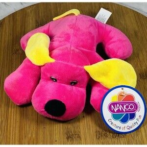 NANCO dog Stuffed Animal Pink With Yellow NWT